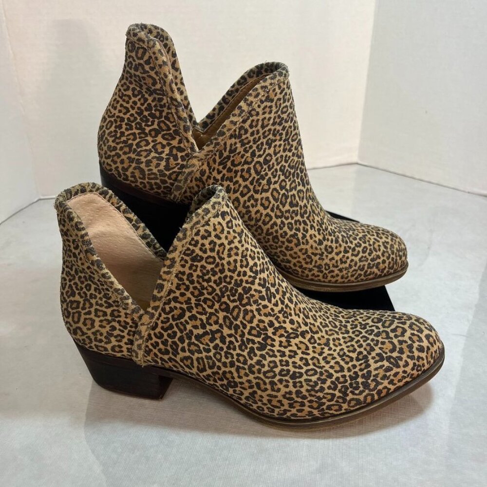 Lucky Brand Baley 2 Leopard Print Leather Ankle Booties 7.5